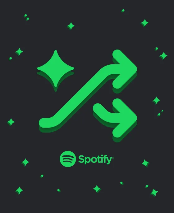 Spotify logo and underneath spotify smart shuffle icon